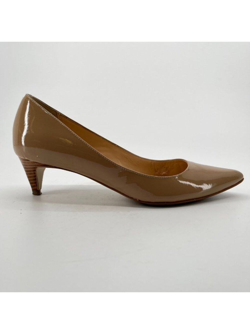 Cole Haan Womens Size 6.5 Tan Brown Classic Patent Leather Pump Heels Shoes